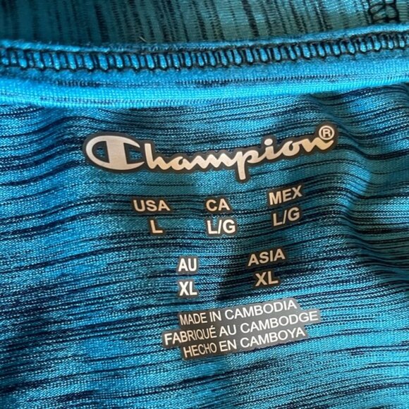 Champion Large Hoodie Long Sleeve Shirt Blue Stretchy Comfy Casual Workout Run L - Picture 4 of 9